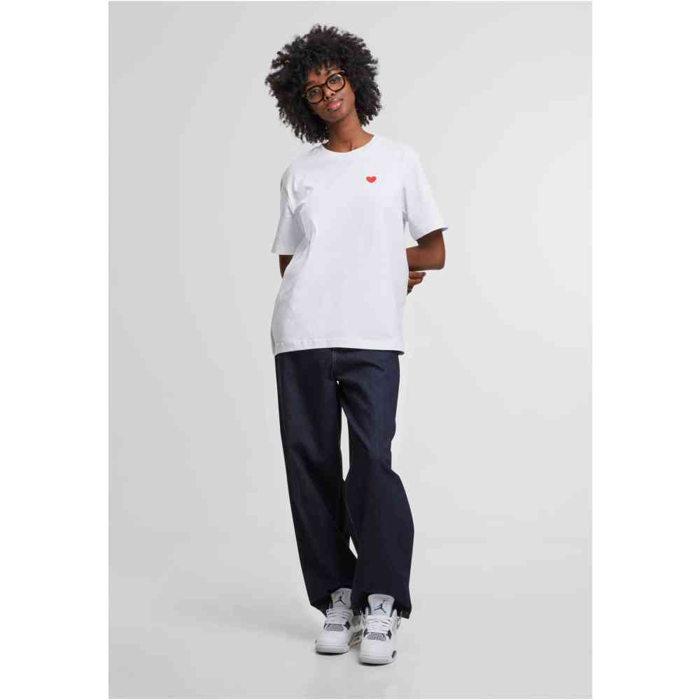 Miss Tee - Heart Shape EMB Dames T-shirt - Wit